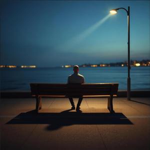 He sits alone in the fading light...