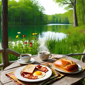 爽やかな朝の食卓