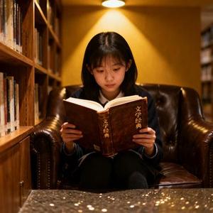 图书馆的角落里 你安静地翻阅