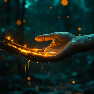 Hånden lyser i natten