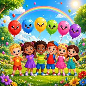 रंगीन गुब्बारे, उड़े हमारे प्यारे