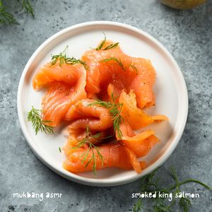 Eating Smoked King Salmon