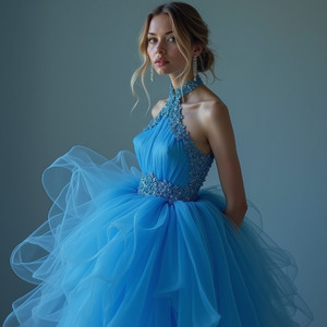 Голубое платье