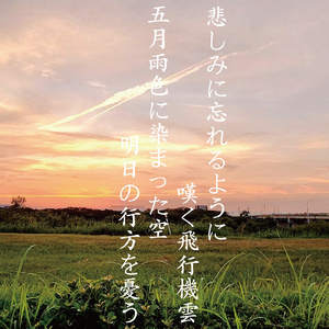 悲しみ忘れるように嘆く飛行機雲 五月雨色に染まった空 明日の行方を憂う