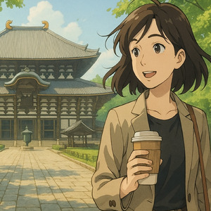 参道の静寂 - 大仏殿の朝の光