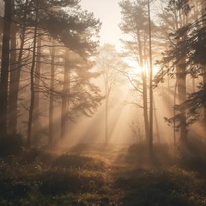 Sunbeams Between Pines