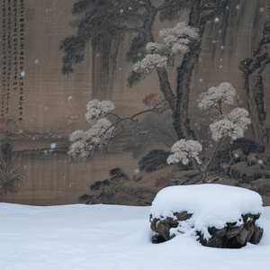 残雪凝辉冷画屏