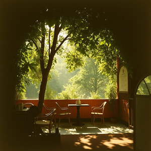 やさしいそよ風が吹く森の中で