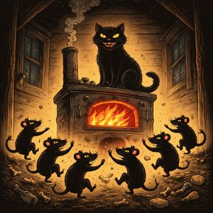 Кот на печке