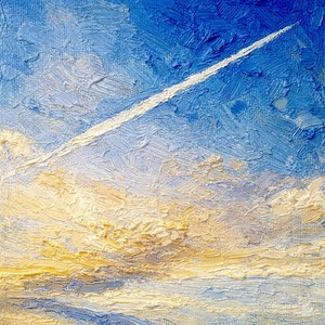 夕焼け色と飛行機雲