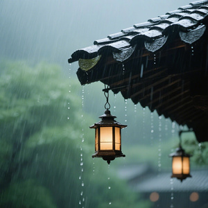 檐下听雨时
