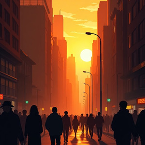 夕暮れの大通り