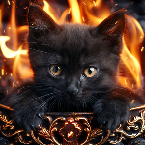 Llamas Suaves En El Calmante Descanso Felino