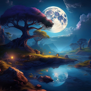 月明かりに照らされて