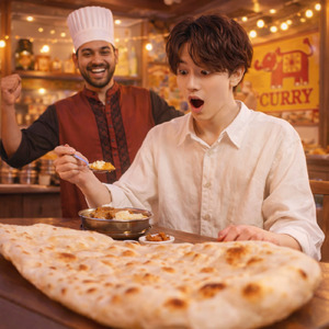 お店で頼むナンが大きすぎる