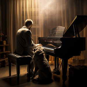 Mascotas Jugando En El Crepúsculo Con Piano