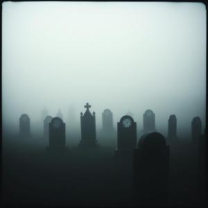 真夜中に墓地の路地を歩く by Adios