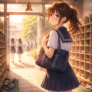 チャイムが響く昇降口