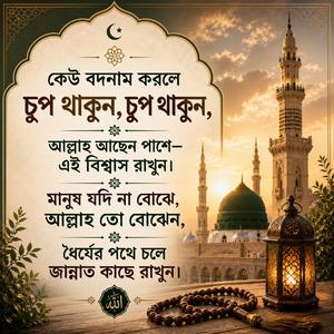 কেউ বদনাম করলে চুপ থাকুন, চুপ থাকুন, আল্লাহ আছেন পাশে—এই বিশ্বাস রাখুন