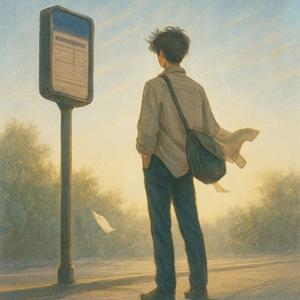 她在树下等了一会儿