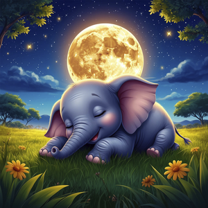 Слонёнок на мягкой траве