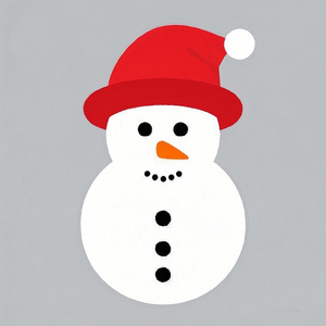 赤い帽子の雪だるま