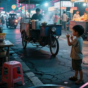 霓虹下的夜市与稗子
