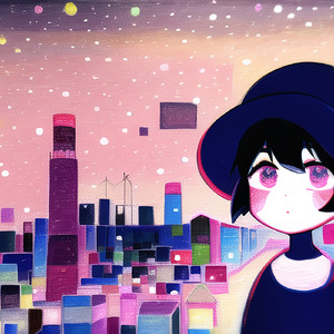 七色抽象街にナナイロコナユキの舞う日