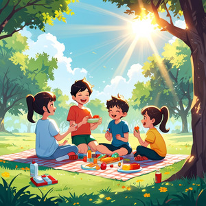 Picnic Under the sunlit sky with my friends