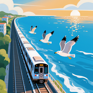 坐着地铁去看海