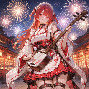 祭囃子に赤い糸