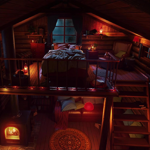 Cozy Cabin with Rain Sounds and Fireplace