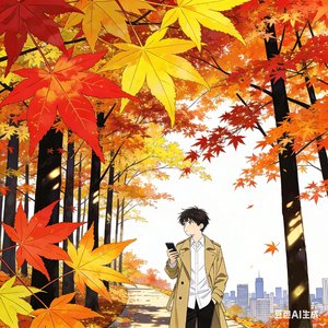 秋天枫叶林下的暗恋