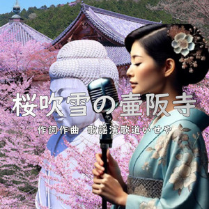 桜吹雪の壷阪寺