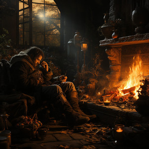 Concentración Armónica En El Resplandor De La Hoguera