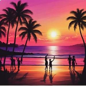 Bailando en la arena y sol