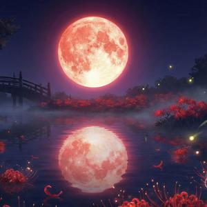 朱く炫す水面月