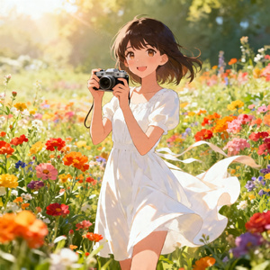 与春天的花海合个影