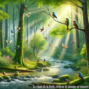 Rythmes naturels, oiseaux et rivière dans une forêt sereine
