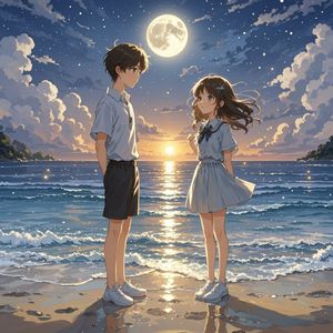 明月与海不期而遇_垚墨