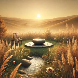 Calm morning, pleasant scenery of the meadow（穏やかな朝、草原の心地よい風景）