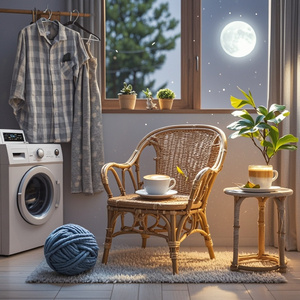 老藤椅上的月光