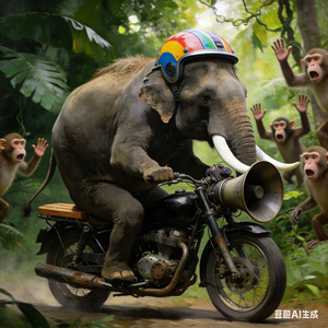 大象骑摩托撞人了