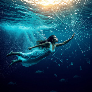 夜明けの水面を貫く希望の飛沫