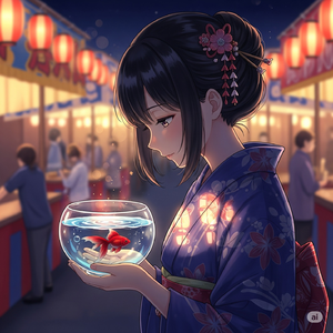 恋色金魚すくい #花火大会 by wakaran.koro