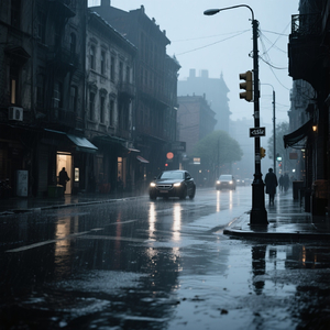 哀愁の雨の街