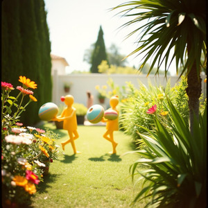 青空の下で楽しむ子供たち