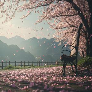 공원 벤치와 벚꽃이 만개한 나무들-Park benches and cherry trees in full bloom. (2)