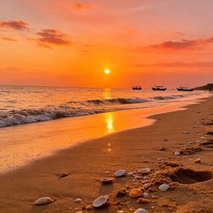 夕阳下的海滩