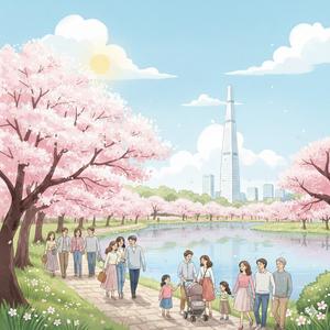 석촌호수 벚꽃길에서